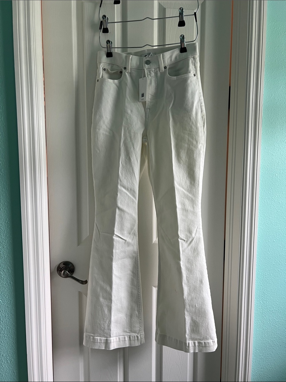 SPANX White Flare Jeans — High-Rise Wide Leg
